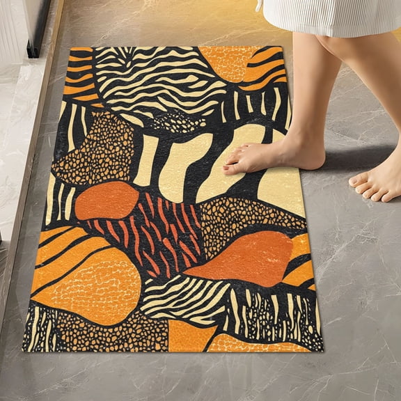 Ryvnso Leopard Skin Bathroom Shaggy Rugs Toilet Rectangle Mat Soft Contour Rug 24"x16"