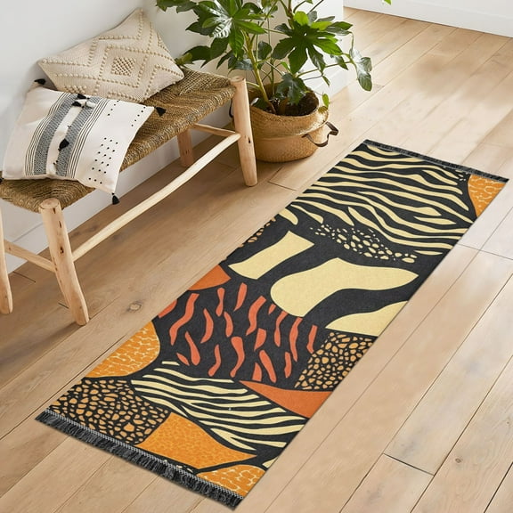 Ryvnso Leopard Skin Bedroom Runner Rug 2'x6' Hallway Area Carpet Non Slip Entryway Mat with Tassels