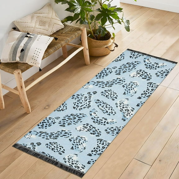 Ryvnso Leopard Skin Light Pattern Bedroom Runner Rug 2'x6' Hallway Area Carpet Non Slip Entryway Mat with Tassels