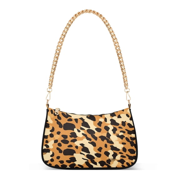 Ryvnso Leopard Womens Chain Shoulder Bag Tote Handbags Clutch Hobo Purse with Zipper for Travel