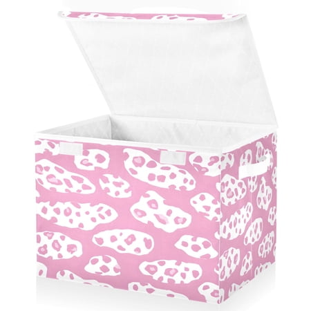 Ryvnso Leopard-a1 Pattern Large Lidded Foldable Storage Baskets Cubes Boxes Lids Bin for Home