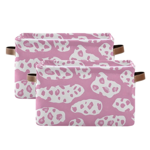 Ryvnso Leopard-a1 Pattern Storage Basket Large Bin Foldable Boxes Toys Organizer 14.2x10.2x8.3in 2 PCs