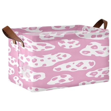 Ryvnso Leopard-a1 Pattern Storage Bins Large Basket Foldable Cube Toys Organizer with Handles 1 PC
