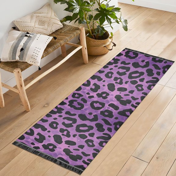 Ryvnso Leopard-a1 Print Bedroom Runner Rug 2'x6' Hallway Area Carpet Non Slip Entryway Mat with Tassels