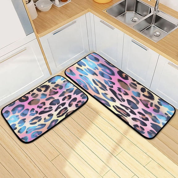 Ryvnso Leopard-a2 Print Kitchen Rugs Set Non Slip Runner Mats for Dining Room