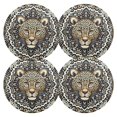 thumbnail image 1 of Ryvnso Leopard with Boho Pattern Round Plate Mats Dining Table Placemat Set of 4 for Holiday Decoration, 1 of 7