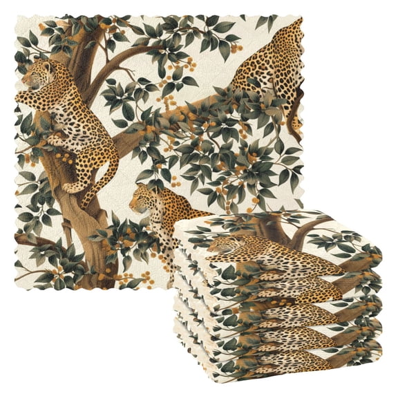 Ryvnso Leopards on Tree Kitchen Towels Dish Clothes for Drying Dishes Cleaning Absorbent Set of 6
