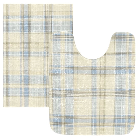 Ryvnso Light Checkered Bathroom Shaggy Rugs Toilet Mat Soft Contour Rug