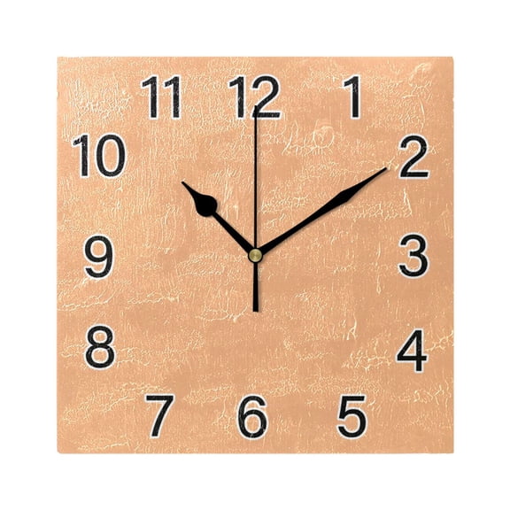 Ryvnso Light Orange Wall Clock Square Silent Non-Ticking Battery Operated 7.78"