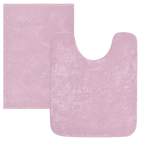 Ryvnso Light Pink Bathroom Shaggy Rugs Toilet Mat Soft Contour Rug