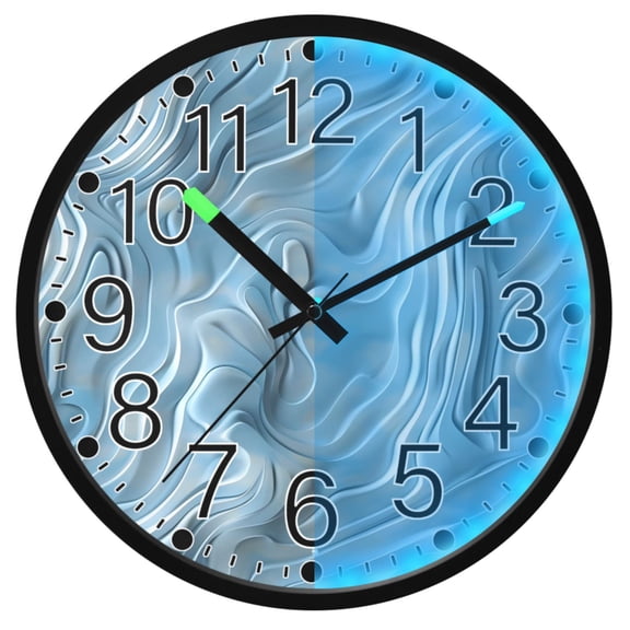 Ryvnso Liquid Art Print 12 Inch Night Light Wall Clock Silent Battery Operated Luminous Clocks