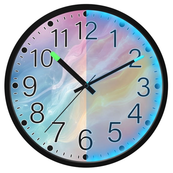 Ryvnso Liquid Pink Marble 12 Inch Night Light Wall Clock Silent Battery Operated Luminous Clocks