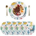 thumbnail image 1 of Ryvnso Llamas Cactus Round Plate Mats Dining Table Placemat Set of 6 for Holiday Decoration, 1 of 7