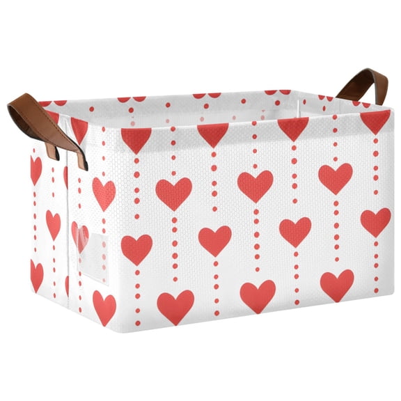 Ryvnso Love Heart Polka Dots Storage Bins Large Basket Foldable Cube Toys Organizer with Handles 1 PC