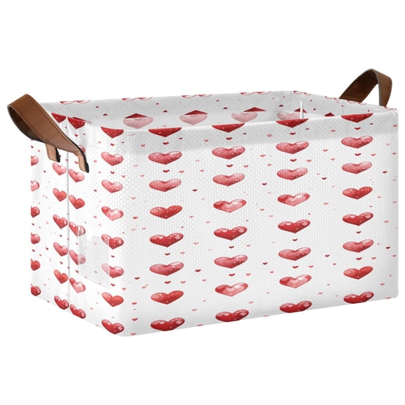 Ryvnso Love Heart Storage Bins Large Basket Foldable Cube Toys Organizer with Handles 1 PC