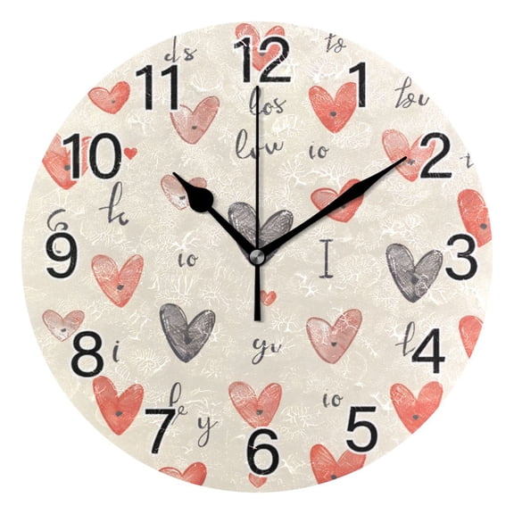 Ryvnso Love Heart Wall Clock Non Ticking Silent Kitchen Clock Battery Operated Clocks 10 inch