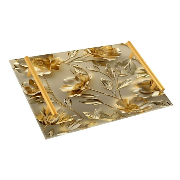 Ryvnso Luxury Gold Flower Bathroom Tray Vanity Countertop Trays Acrylic Organizer