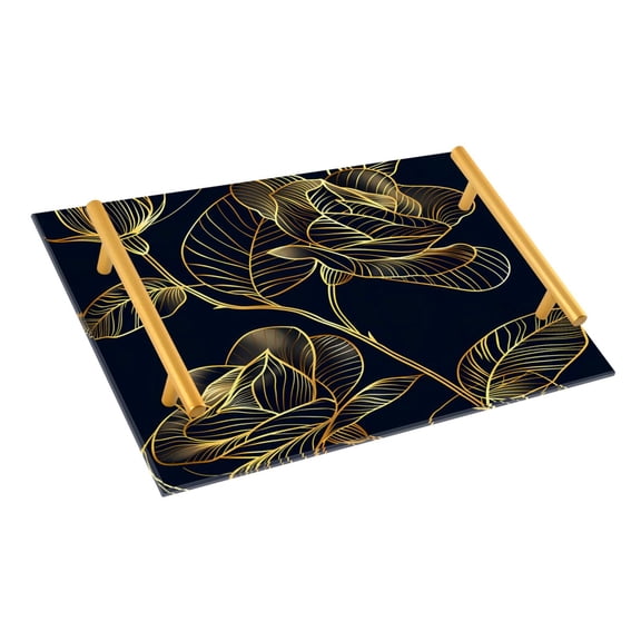 Ryvnso Luxury Golden Rose Flower Bathroom Tray Vanity Countertop Trays Acrylic Organizer