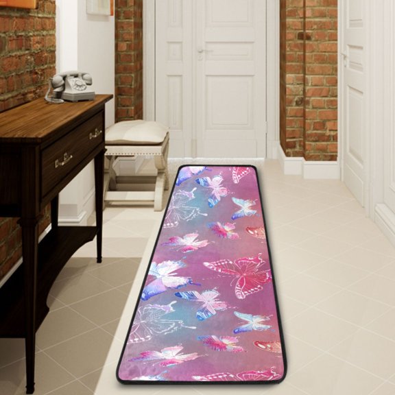 Ryvnso Magic Beautiful Butterfly Hallway Runner Rugs Floor Carpet Non Slip Entryway Mat 2' x 6'