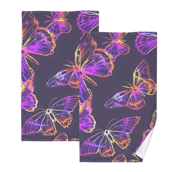 Ryvnso Magic Butterfly Cotton Hand Towels Sets Face Towel 2 PCs Bathroom Decorative