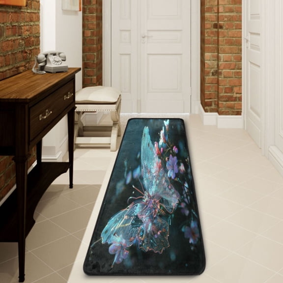 Ryvnso Magic Butterfly on Flower Hallway Runner Rugs Floor Carpet Non Slip Entryway Mat 2' x 6'