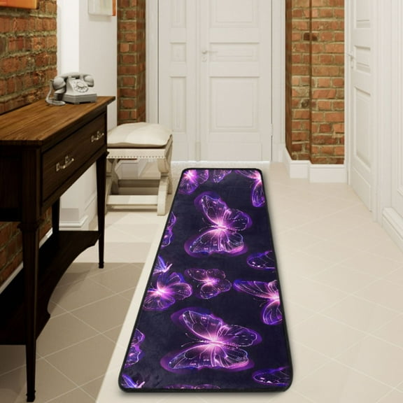 Ryvnso Magic Cute Butterfly Hallway Runner Rugs Floor Carpet Non Slip Entryway Mat 2' x 6'