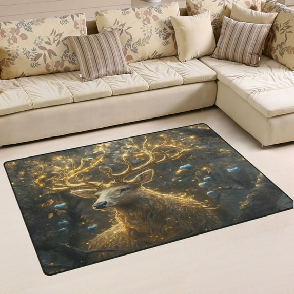 Ryvnso Magic Deer Area Floor Mat Non-Slip Carpet Soft Rugs Doormats 60" x 39"