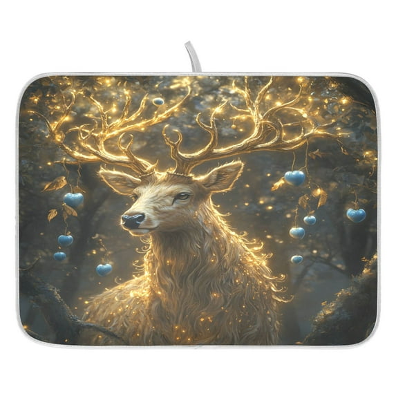Ryvnso Magic Deer Dish Drying Mat for Kitchen Countertop 18x24 Large Dish Pad Drainer Rack Dish Sink Mats
