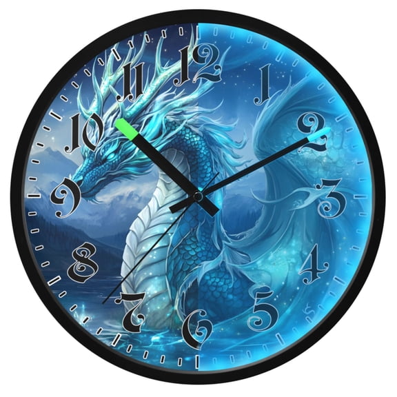 Ryvnso Magic Dragon Wings 12 Inch Night Light Wall Clock Luminous Silent Battery Operate Clocks