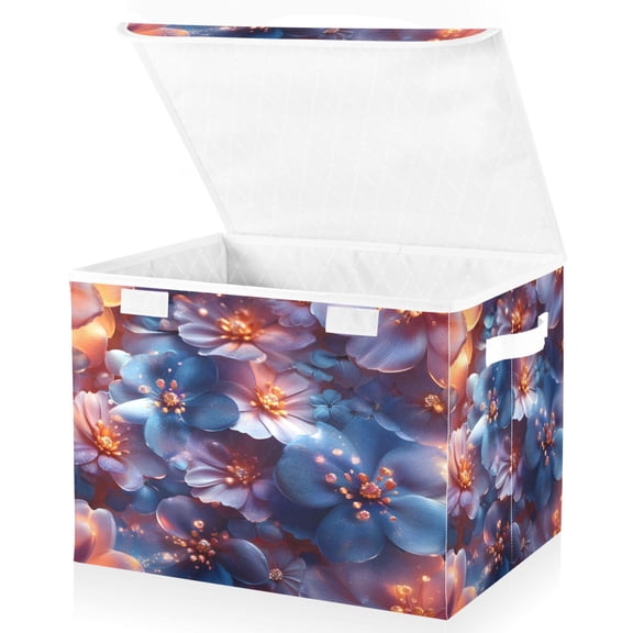 Ryvnso Magic Flower Patern2 Large Lidded Foldable Storage Baskets Cubes Boxes Lids Bin for Home