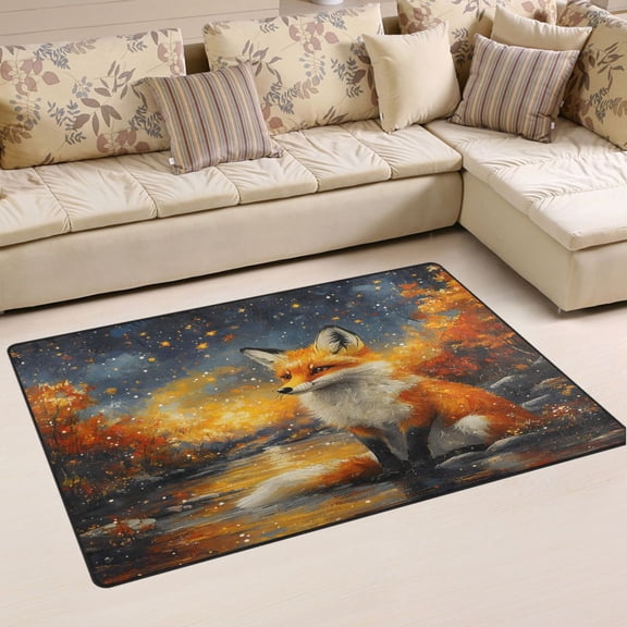 Ryvnso Magic Fox Area Floor Mat Non-Slip Carpet Soft Rugs Doormats 31" x 20"