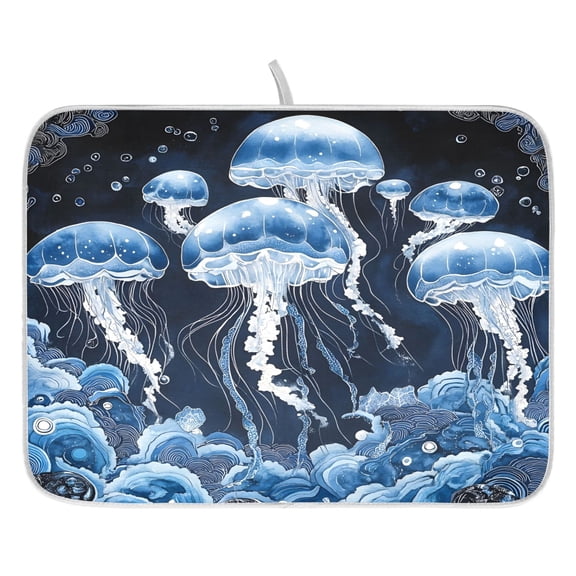 Ryvnso Magic Jellyfish Dish Drying Mat for Kitchen Countertop 16x18 Small Dish Pad Drainer Rack Dish Sink Mats
