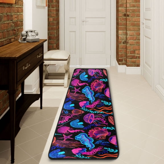 Ryvnso Magic Jellyfish Hallway Runner Rugs Floor Carpet Non Slip Entryway Mat 2' x 6'