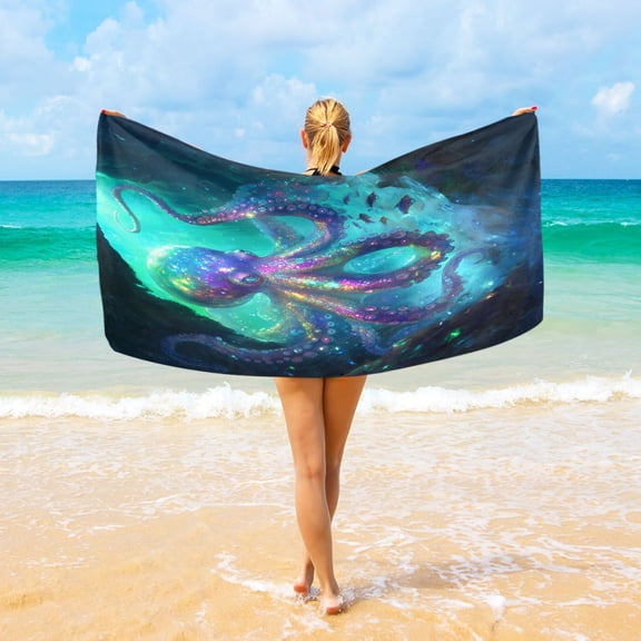 Ryvnso Magic Octopus Sea Beach Towel Quick Dry Swimming Yoga Beach Towels Large Sand Free Microfiber Towel 31"W x 71"L