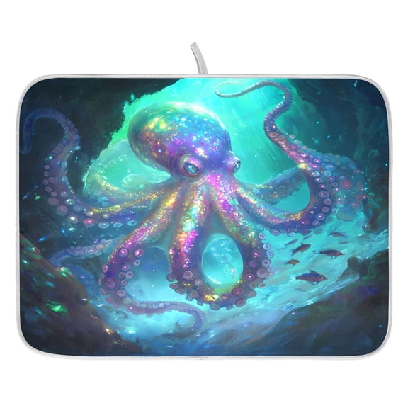 Ryvnso Magic Octopus Sea Dish Drying Mat for Kitchen Countertop 16x18 Small Dish Pad Drainer Rack Dish Sink Mats