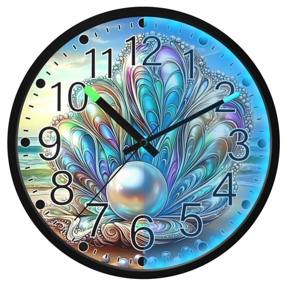 Ryvnso Magic Shells on Beach 12 Inch Night Light Wall Clock Silent Battery Operated Luminous Clocks