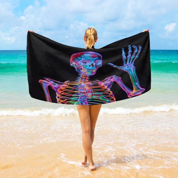 Ryvnso Magic Skull Oversized Beach Towel Microfiber Bath Blankets Swimming Fitness 37" x 74"