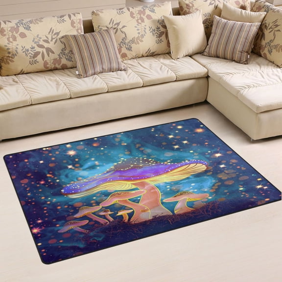 Ryvnso Magic Stars Mushroom Area Floor Mat Non-Slip Carpet Soft Rugs Doormats 60" x 39"