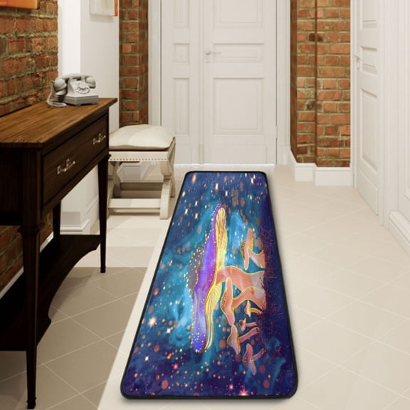 Ryvnso Magic Stars Mushroom Hallway Runner Rugs Floor Carpet Non Slip Entryway Mat 2' x 6'