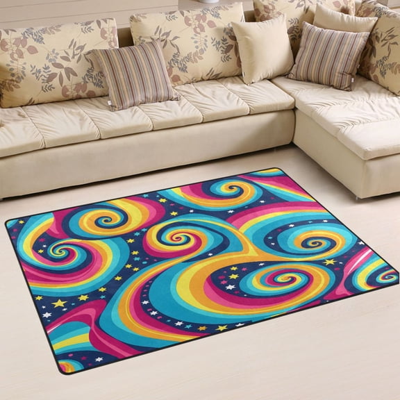 Ryvnso Magic Swirl Star Area Floor Mat Non-Slip Carpet Soft Rugs Doormats 31" x 20"