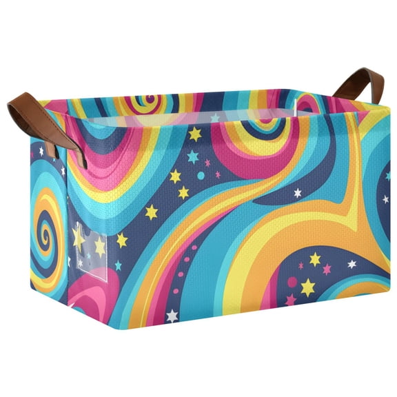 Ryvnso Magic Swirl Star Storage Bins Large Basket Foldable Cube Toys Organizer with Handles 1 PC