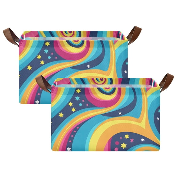 Ryvnso Magic Swirl Star Storage Bins Large Basket Foldable Cube Toys Organizer with Handles 2 PCs