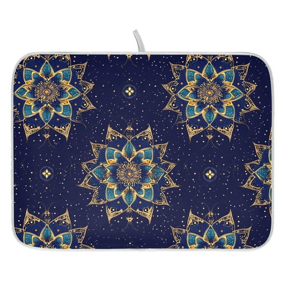 Ryvnso Magical Mandala Flower Dish Drying Mat for Kitchen Countertop 18x24 Large Dish Pad Drainer Rack Dish Sink Mats