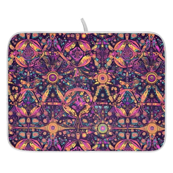 Ryvnso Magical Mandala Pattern Dish Drying Mat for Kitchen Countertop 16x18 Small Dish Pad Drainer Rack Dish Sink Mats