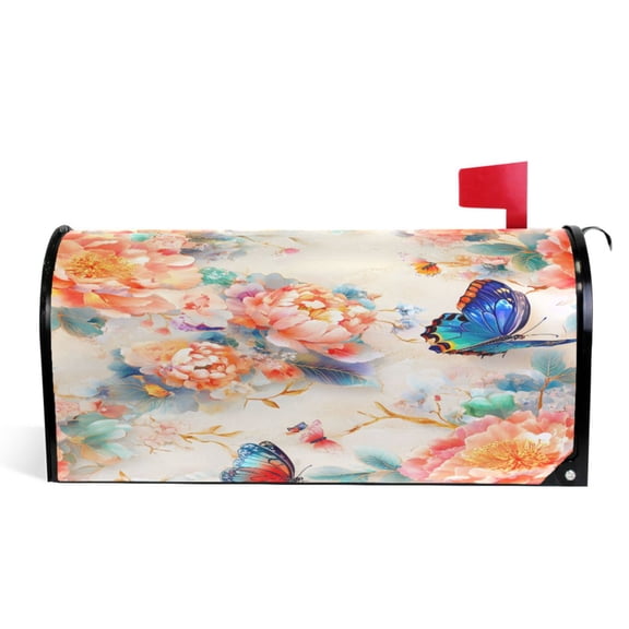 Ryvnso Mailbox Cover 3d Butterfly Flower Magnetic Mailbox Wrap Standard Size 21x18 Inch