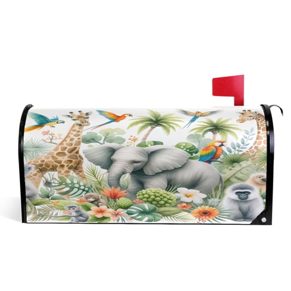 Ryvnso Mailbox Cover African Animals Forest Magnetic Mailbox Wrap Standard Size 21x18 Inch
