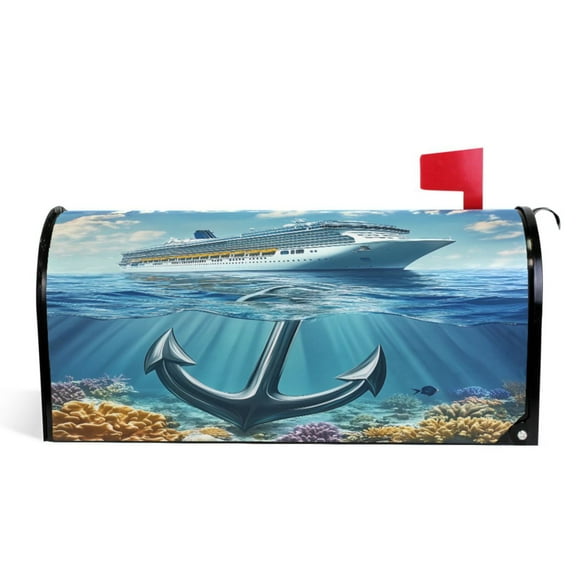 Ryvnso Mailbox Cover Anchor Sea View Magnetic Mailbox Wrap Standard Size 21x18 Inch