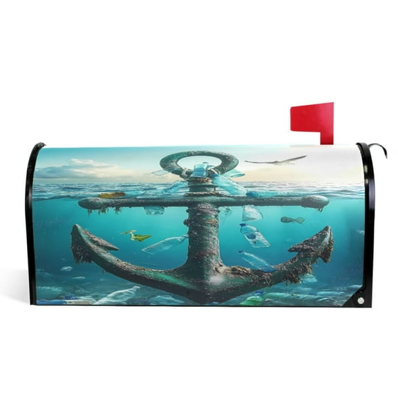 Ryvnso Mailbox Cover Anchor in Sea Sunshine Magnetic Mailbox Wrap Standard Size 21x18 Inch