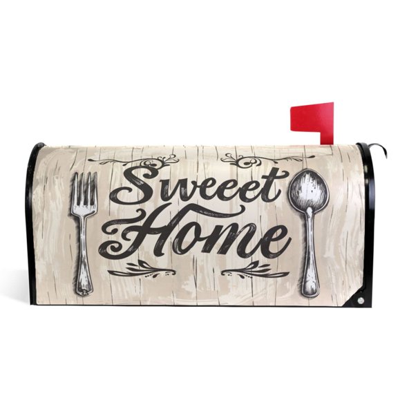 Ryvnso Mailbox Cover Art Sweet Home on Wood Magnetic Mailbox Wrap Standard Size 21x18 Inch