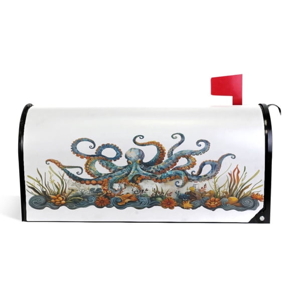 Ryvnso Mailbox Cover Artistic Octopus Magnetic Mailbox Wrap Standard Size 21x18 Inch